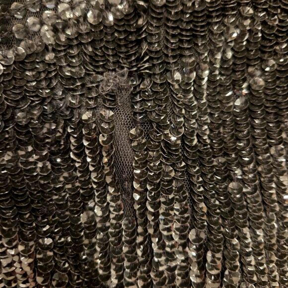 Aidan Mattox Black Sequin Beaded Sheath Evening Cocktail Long Sleeve Dress 6 - Picture 8 of 10